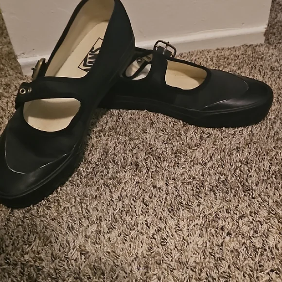 Vans Black Mary Jane Flats with Buckle - Picture 1 of 8